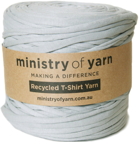 Light grey recycled tshirt yarn Australia Ministry of Yarn