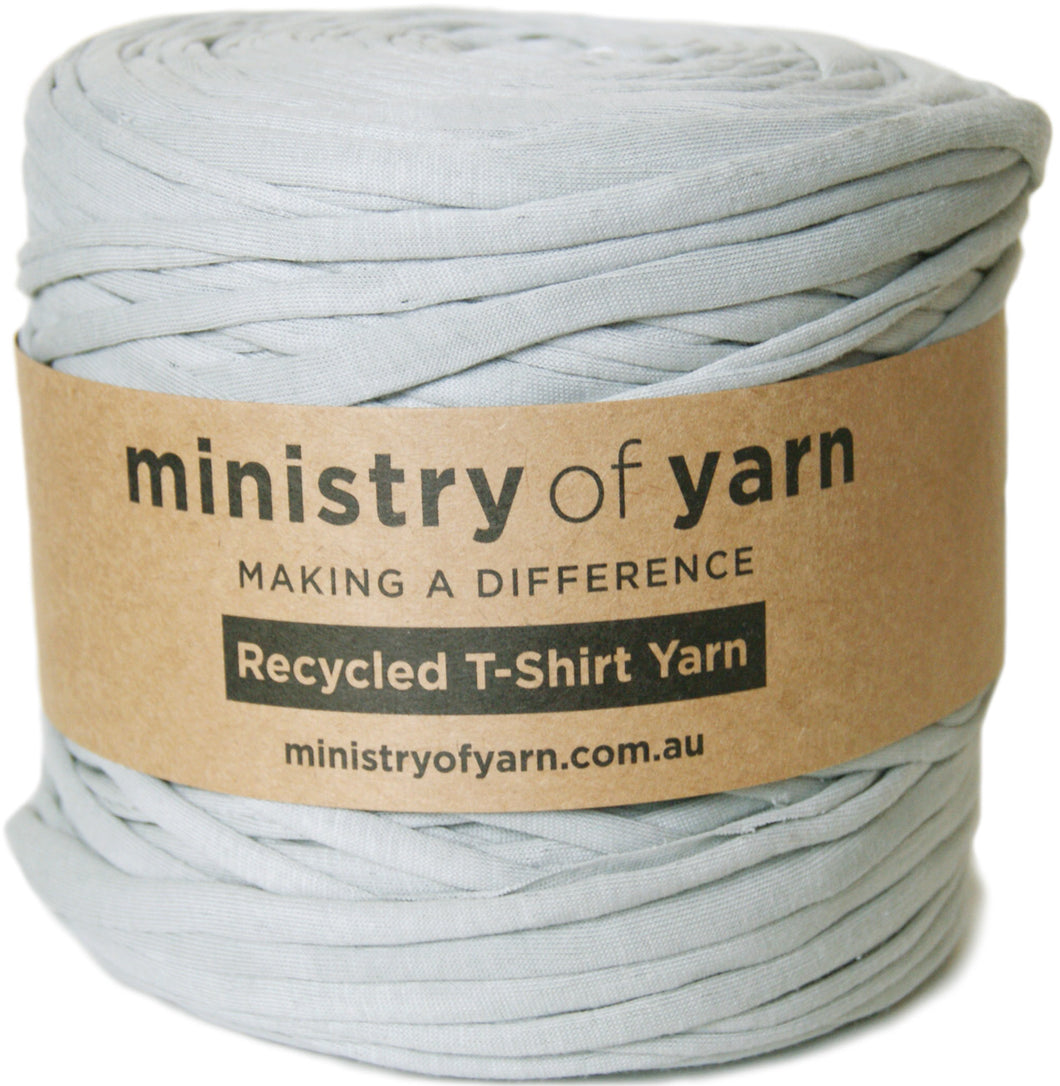Light grey recycled tshirt yarn Australia Ministry of Yarn