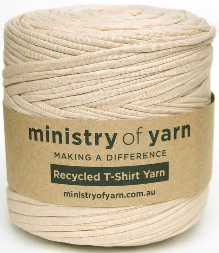 beige tan recycled tshirt yarn Australia Ministry of Yarn