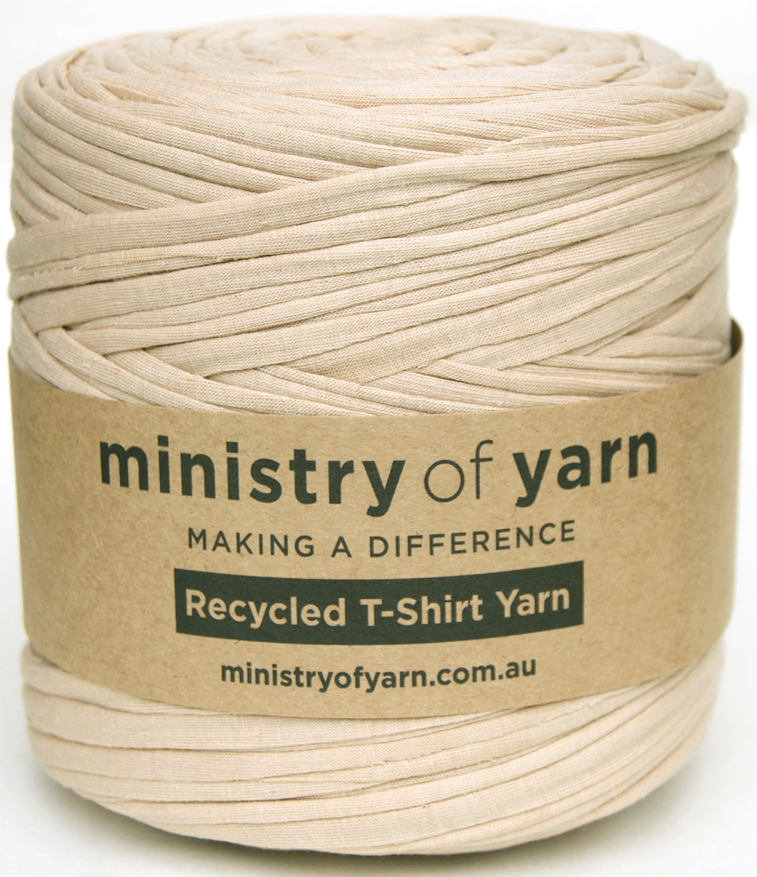beige tan recycled tshirt yarn Australia Ministry of Yarn