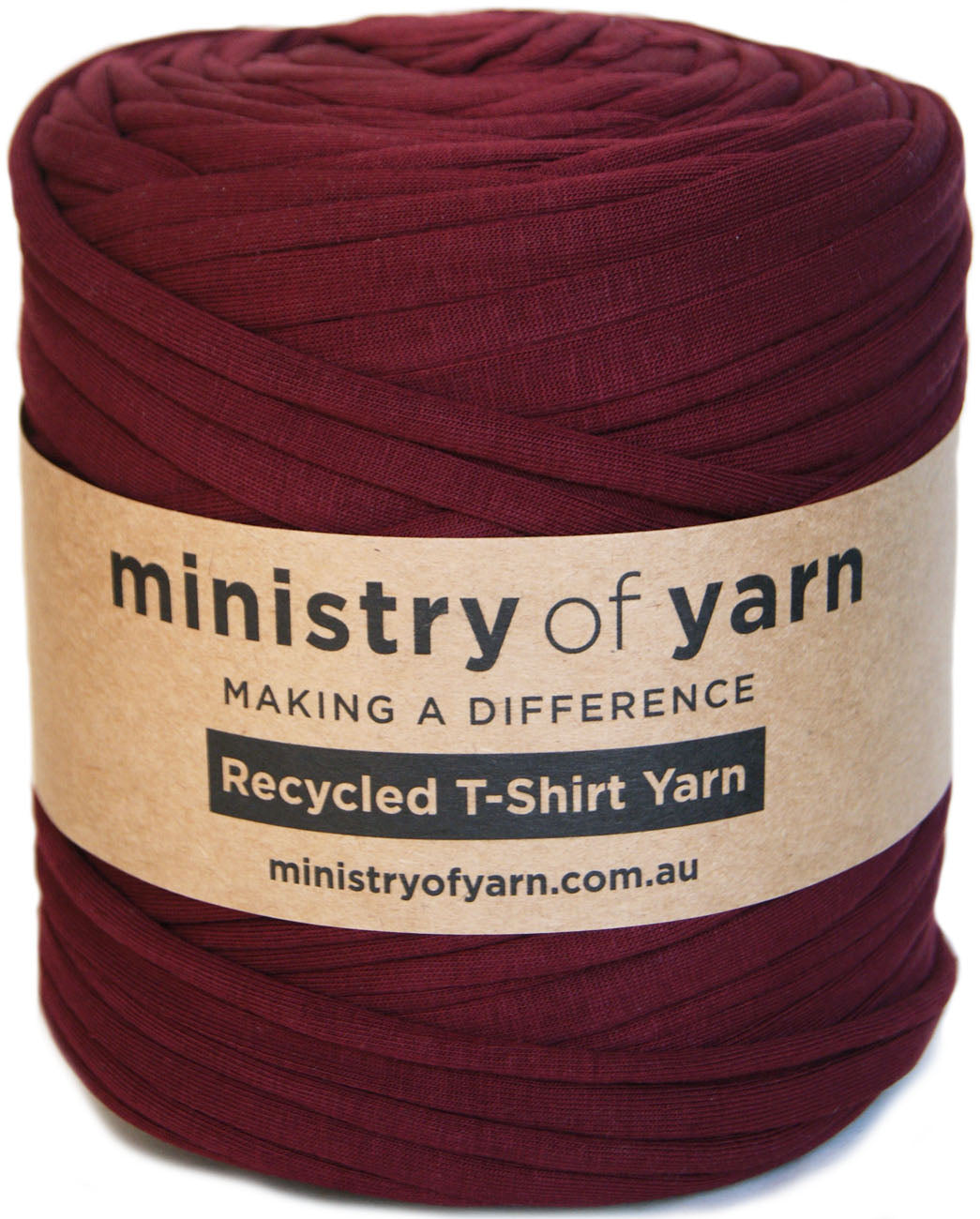 Maroon Recycled tshirt yarn Australia Ministry of Yarn