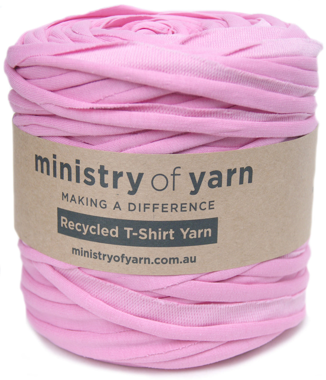 Medium pink recycled tshirt yarn Australia Ministry of Yarn