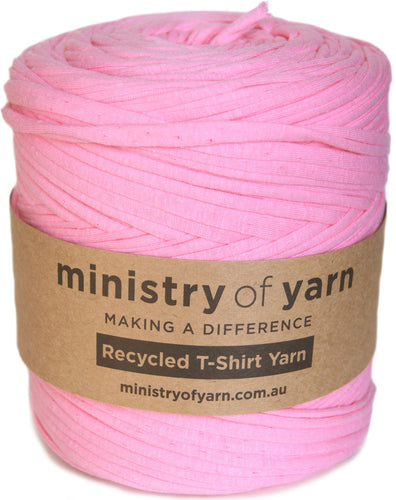 pink recycled tshirt yarn Australia Ministry of Yarn