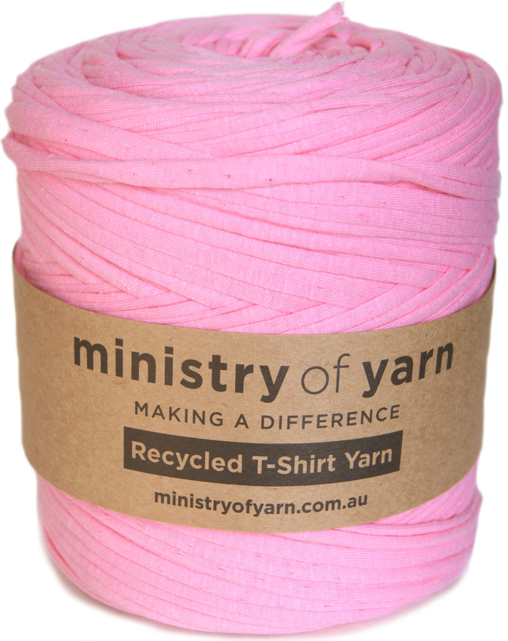 pink recycled tshirt yarn Australia Ministry of Yarn