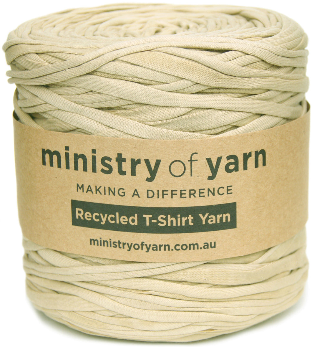 Light tan beige brown recycled tshirt yarn Australia Ministry of Yarn