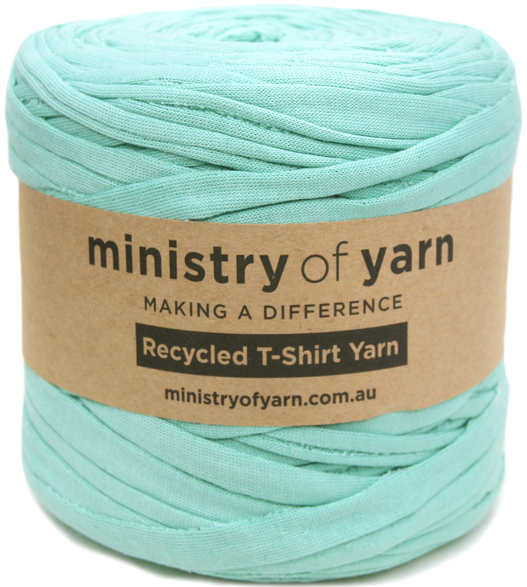 Light bright mint green recycled tshirt yarn Australia Ministry of Yarn