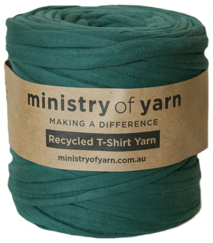 Dark green recycled tshirt yarn Australia Melbourne Ministry of Yarn