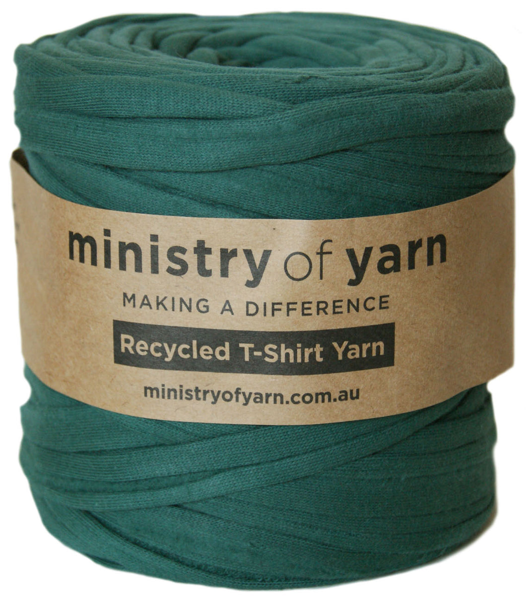 Dark green recycled tshirt yarn Australia Melbourne Ministry of Yarn