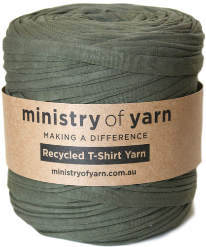 Khaki recycled tshirt yarn Australia Ministry of Yarn