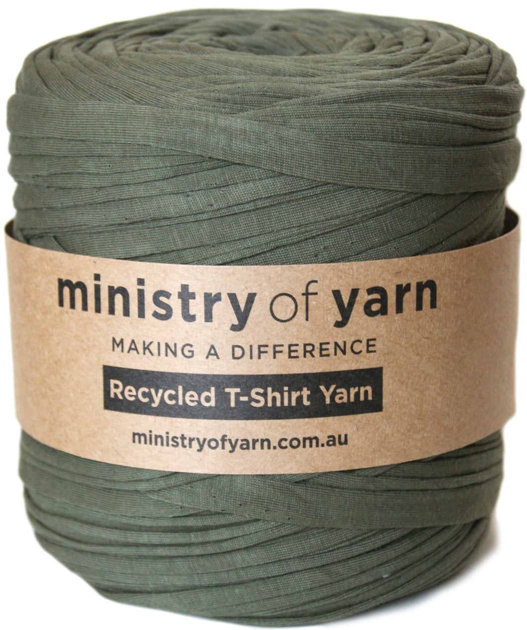 Khaki recycled tshirt yarn Australia Ministry of Yarn