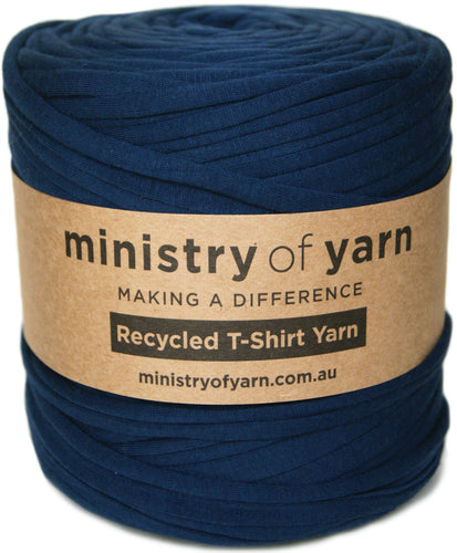 dark blue recycled tshirt yarn Australia Ministry of Yarn