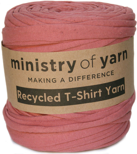 dark shiny pink recycled t-shirt yarn Australia