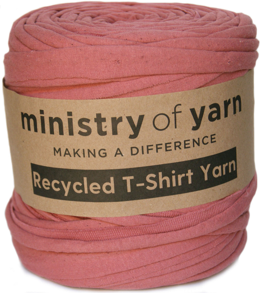 dark shiny pink recycled t-shirt yarn Australia