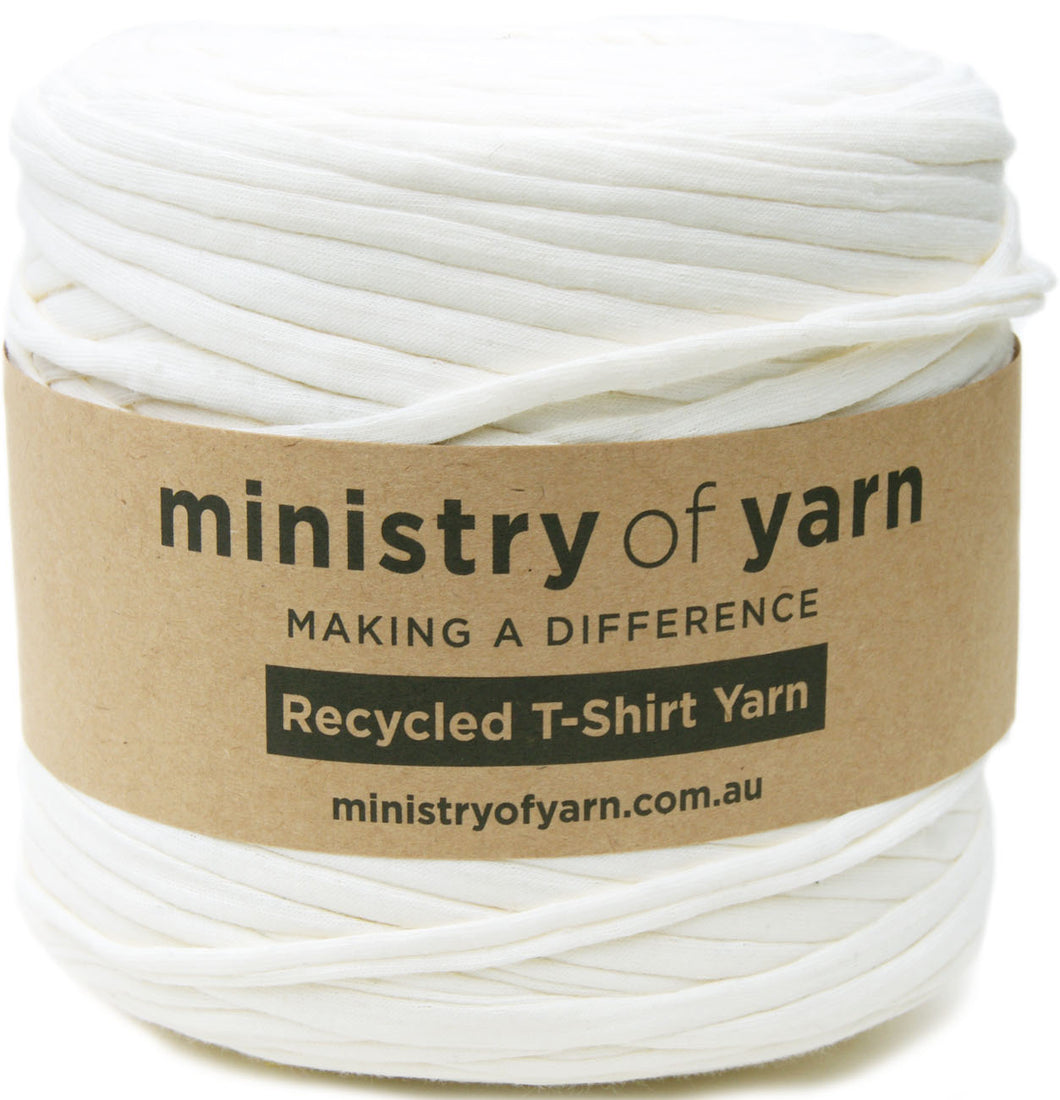 off white recycled tshirt yarn Australia Ministry of Yarn