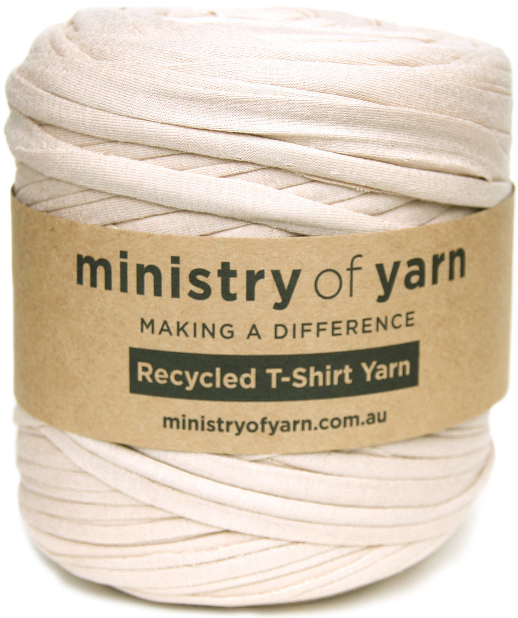 Shiny beige tan recycled tshirt yarn Australia Ministry of Yarn