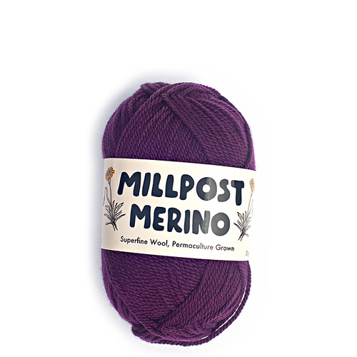 Millpost Merino Superfine Merino Ball - Plum