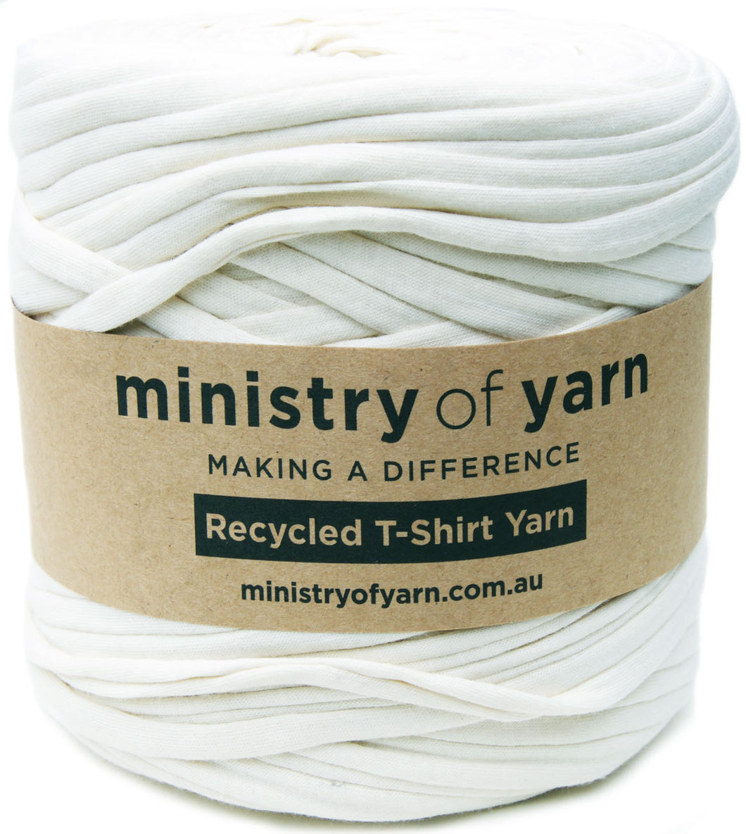 off white recycled tshirt yarn Australia Ministry of Yarn
