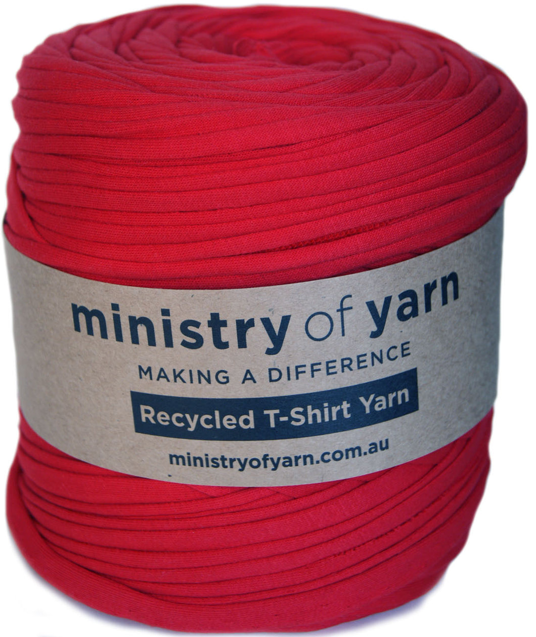 Red French Terry Recycled tshirt yarn Australia Ministry of Yarn