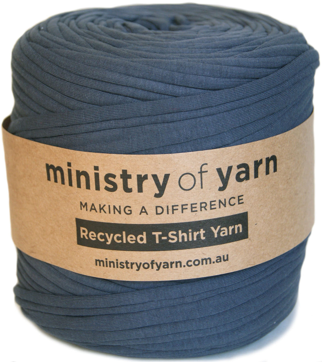 Mid blue-grey recycled tshirt yarn Australia Ministry of Yarn