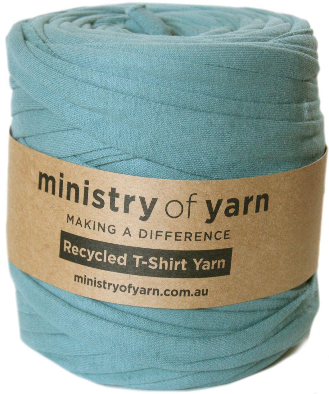 light green sage recycled tshirt yarn Australia Ministry of Yarn