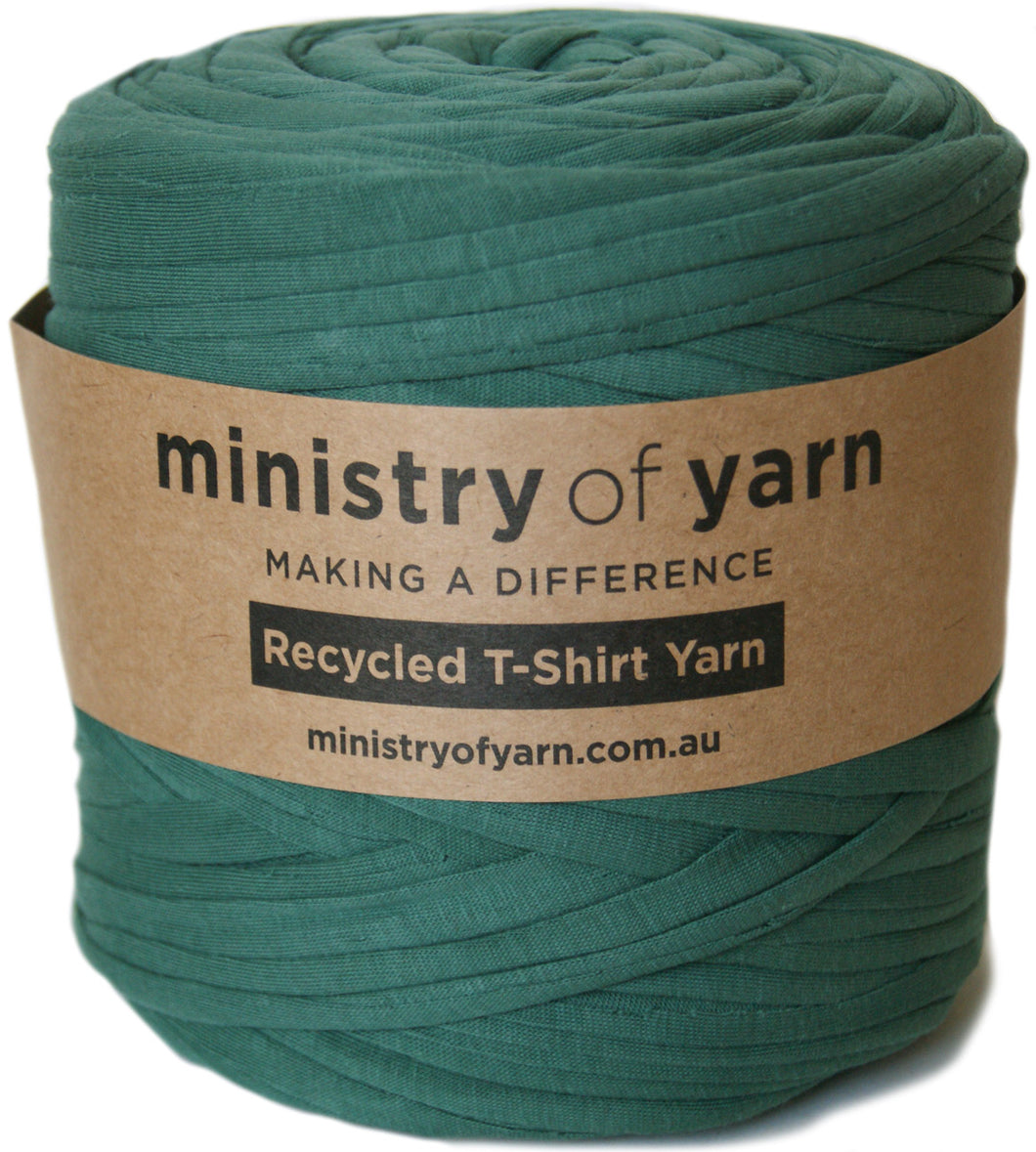 mid green recycled tshirt yarn Australia Ministry of Yarn