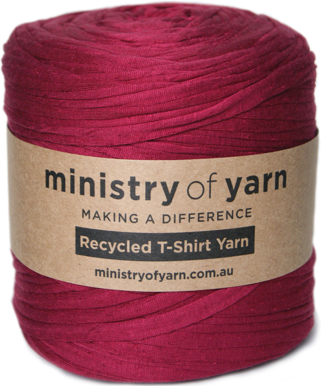 wine red recycled tshirt yarn Australia Ministry of Yarn