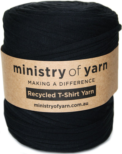 Silky black recylced tshirt yarn Australia Ministry of Yarn