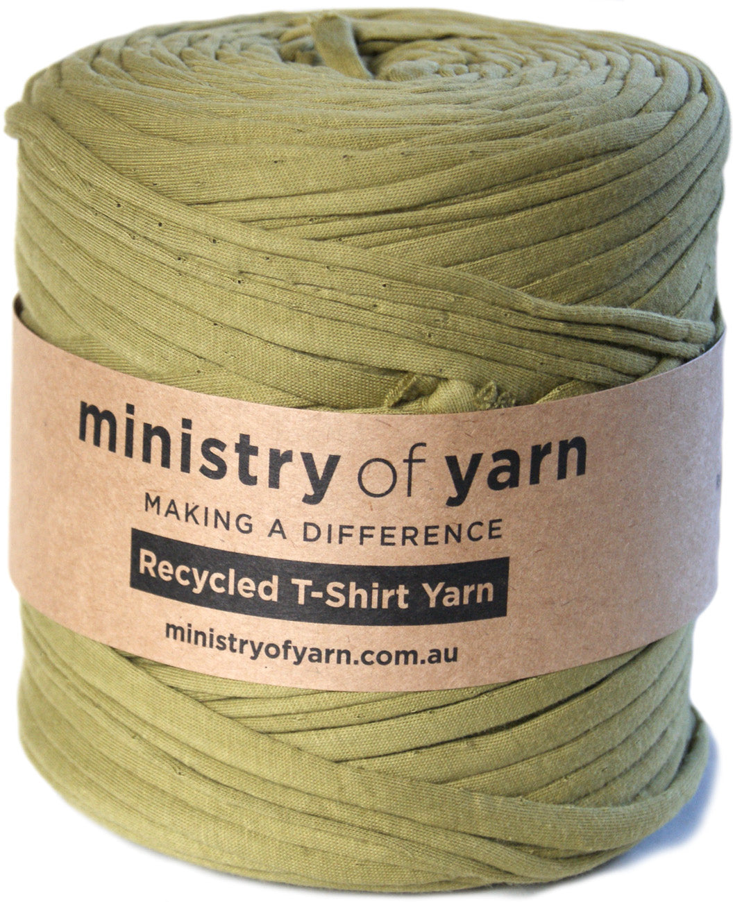 Khaki green recycle tshirt yarn Australia Ministry of Yarn
