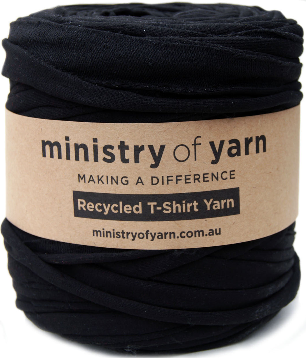 black recycled tshirt yarn Australia Ministry of Yarn