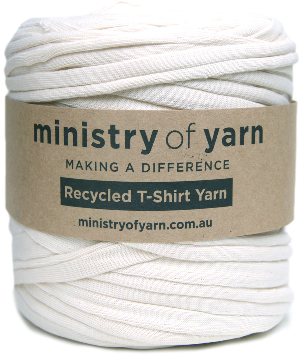 Cream recycled tshirt yarn Australia ministry of yarn