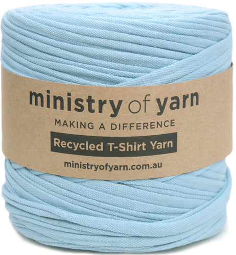 Light blue recycled tshirt yarn Australia Ministry of Yarn