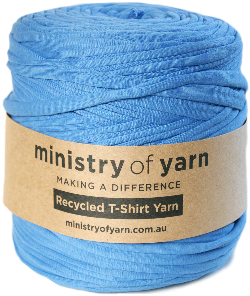 Light blue recycled tshirt yarn Australia Ministry of Yarn