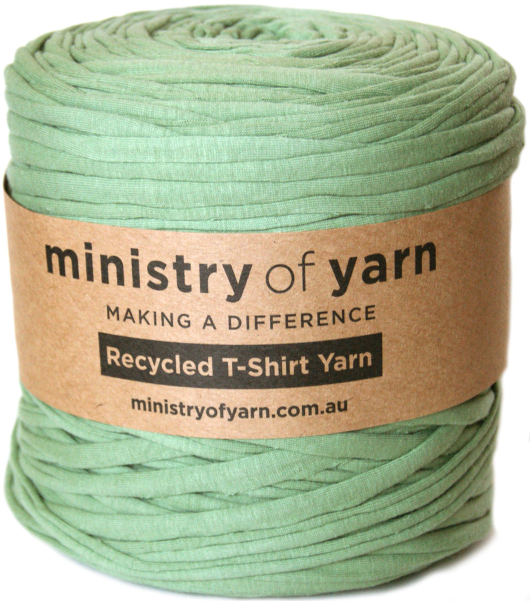light yellow toned green recycled tshirt yarn Australia Ministry of Yarn