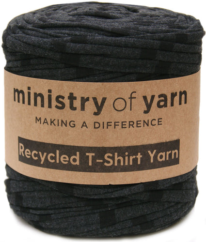 dark grey and black stripes recycled t-shirt yarn Australia