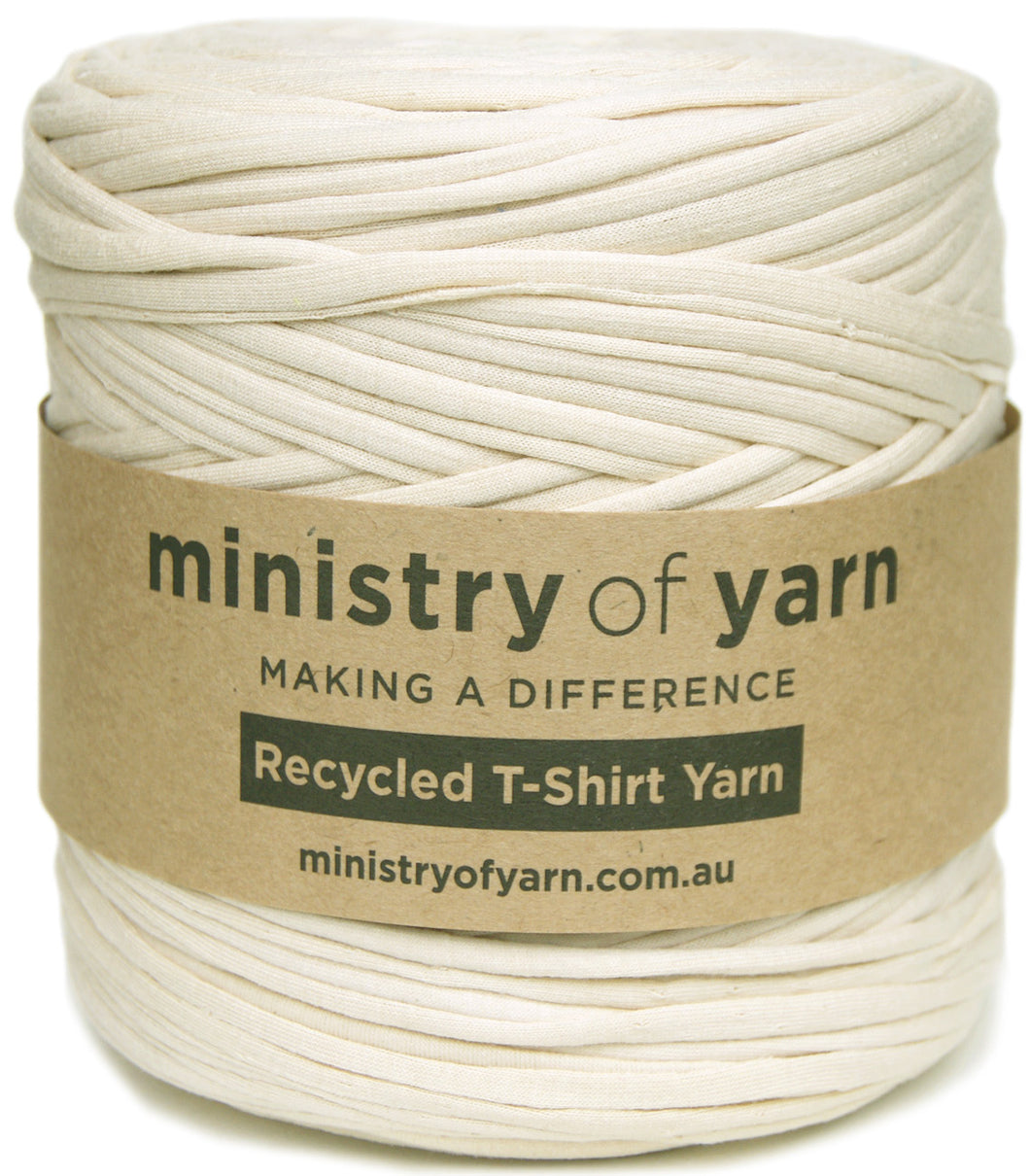 cream recycled tshirt yarn Australia Ministry of Yarn