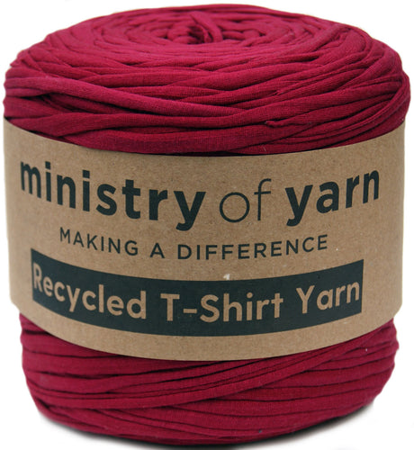 wine red shiny recycled t-shirt yarn Australia