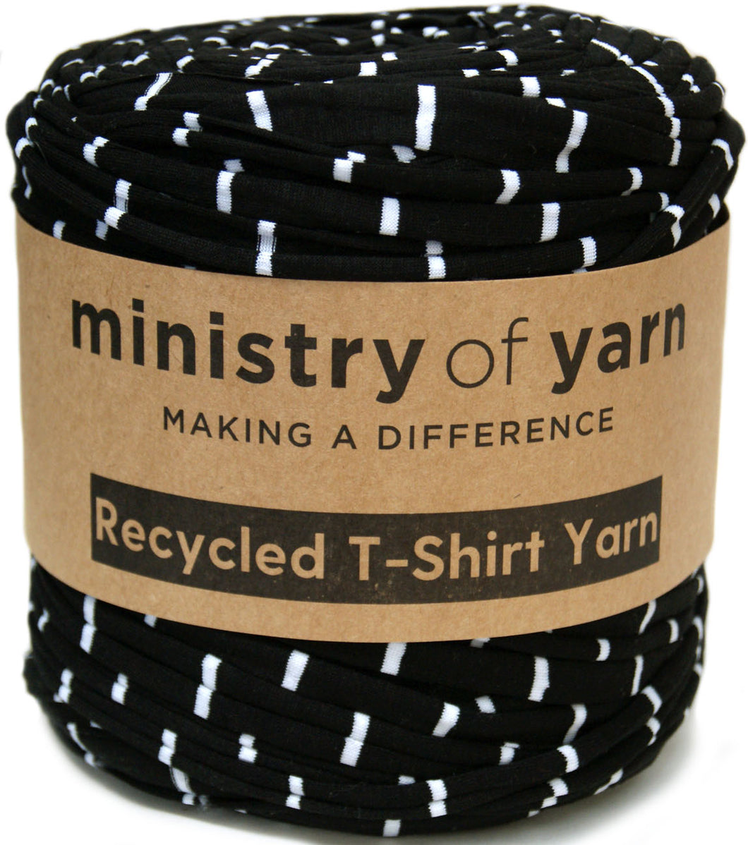 black and white stripes recycled t-shirt yarn Australia