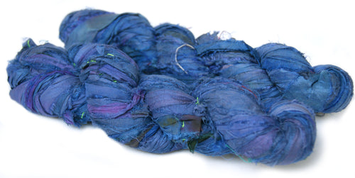 Blue Recycled Sari Silk Ribbon Australia