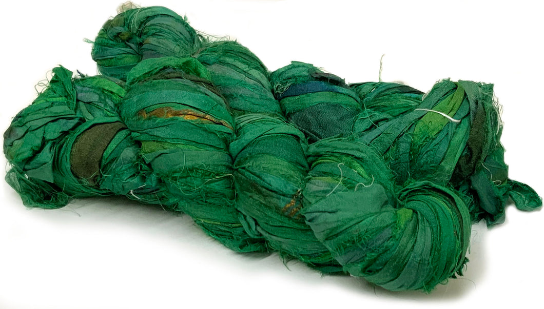 Deep Green recycled sari yarn Australia