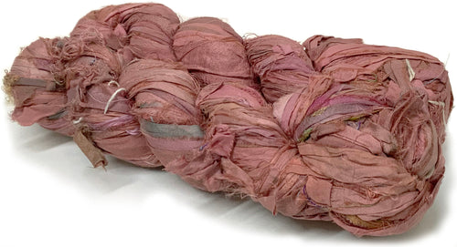 Dark pink recycled sari ribbon yarn Australia