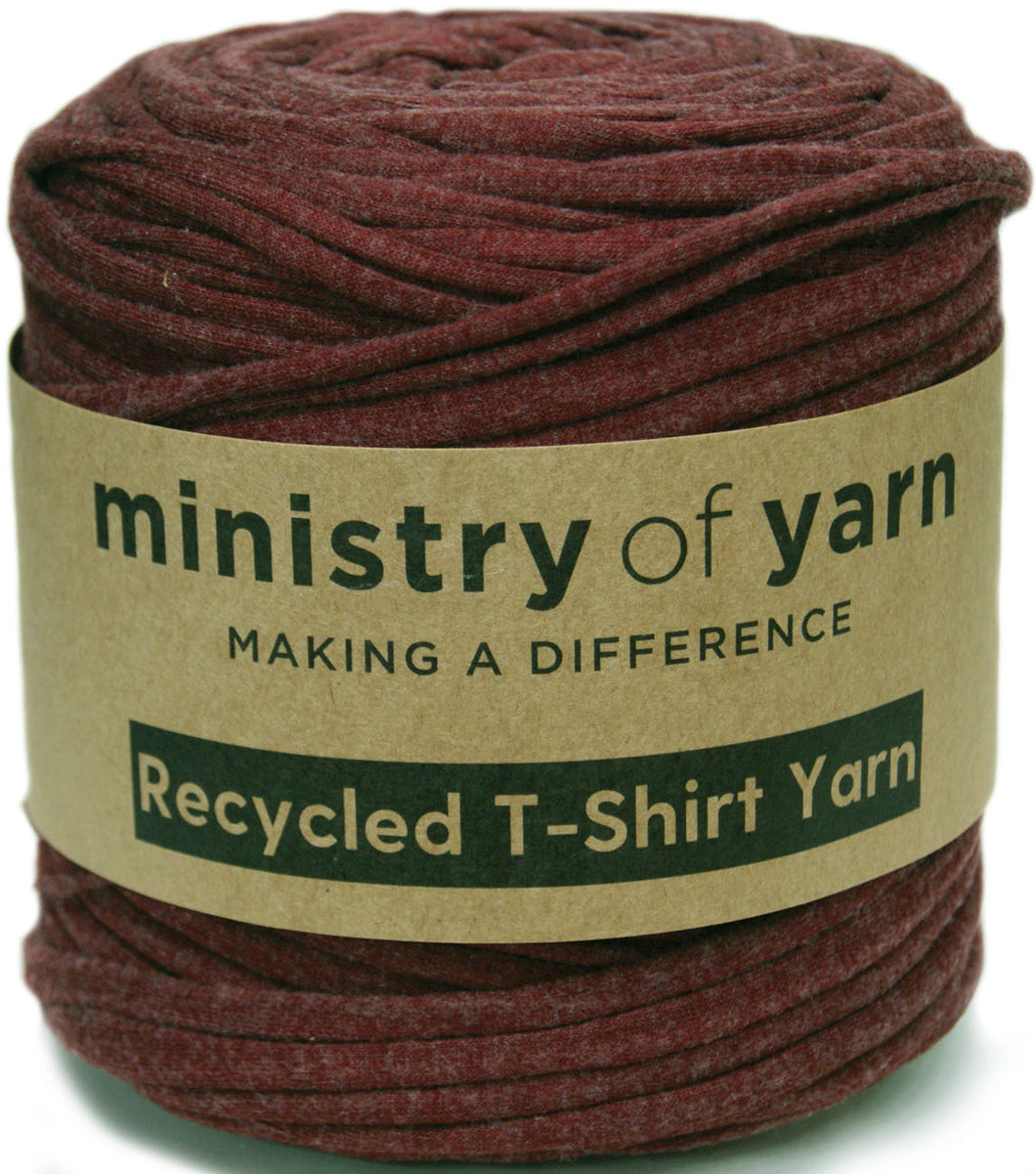 fuzzy burgundy Recycled t-shirt yarn Melbourne Australia