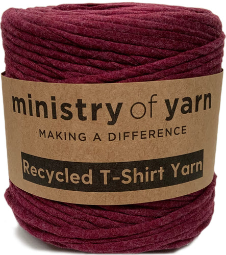dark fuzzy wine recycled tshirt yarn Australia