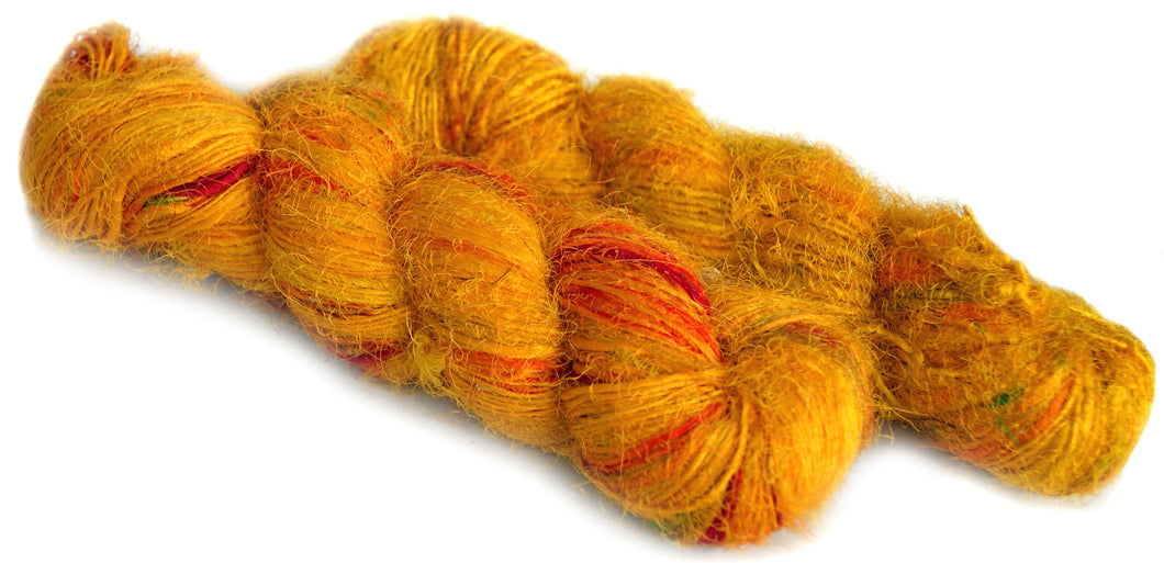 golden recycled silk sari spun yarn Australia