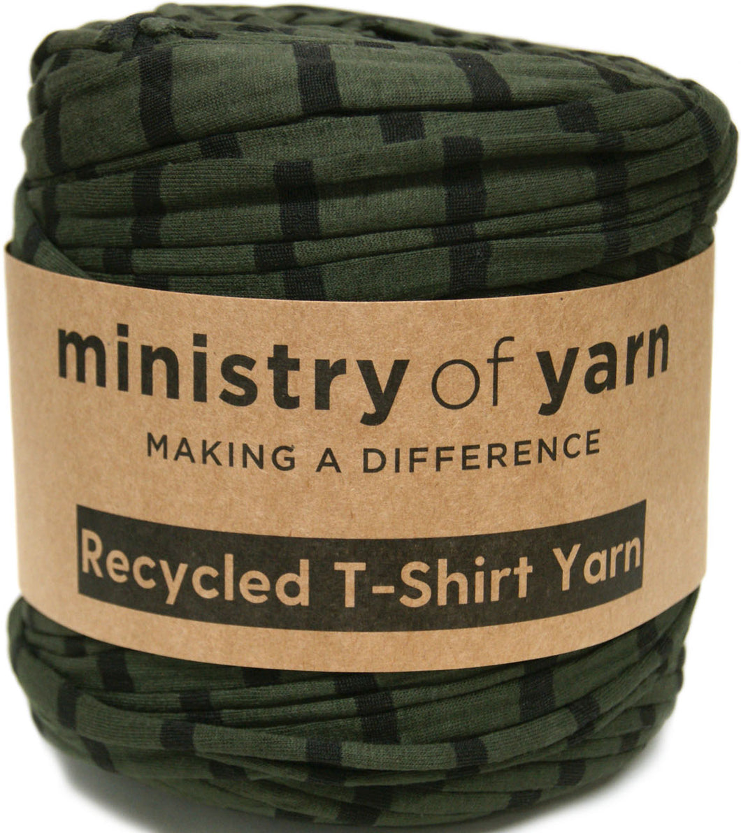 khaki and black stripes recycled t-shirt yarn Australia