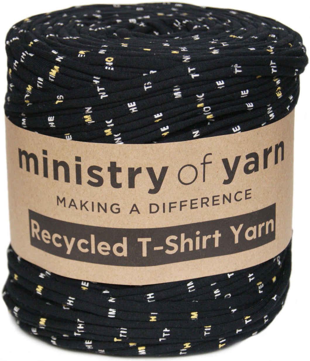 Black printed recycled t-shirt yarn Australia