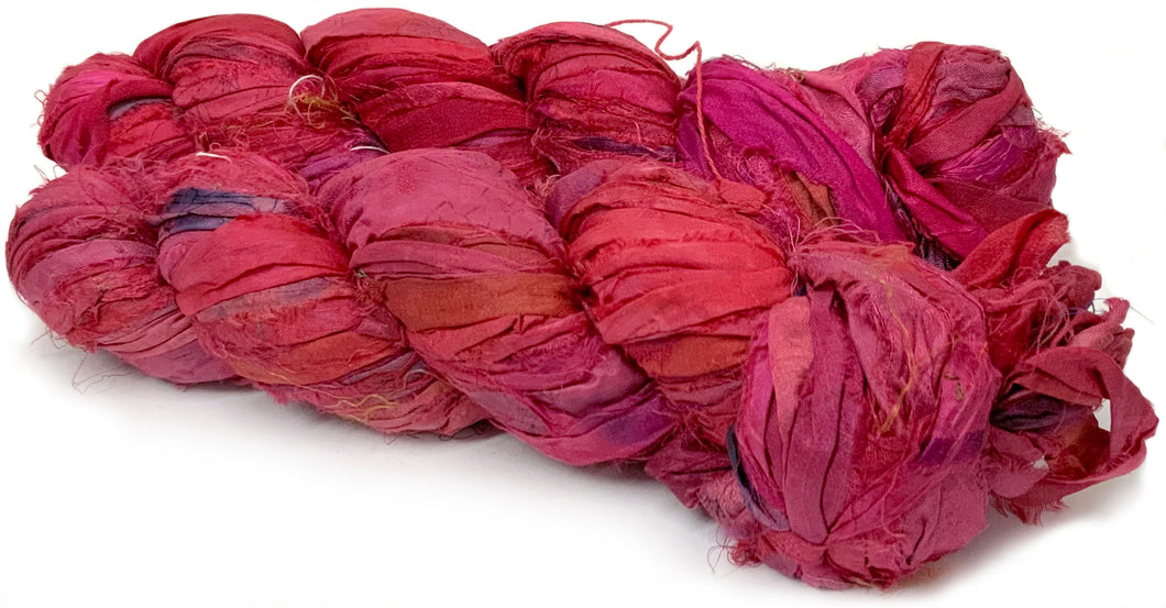 pink red and purple recycled sari ribbon yarn Australia