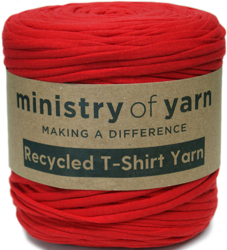stretchy red recycled t-shirt yarn Australia