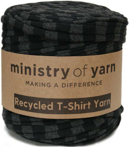 Black and grey striped recycled tshirt Yarn Australia