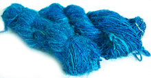Bright Blue recycled spun sari silk yarn Australia