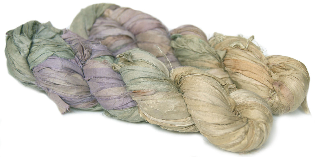 Purple and yellow recycled Sari Ribbon Yarn Australia silk
